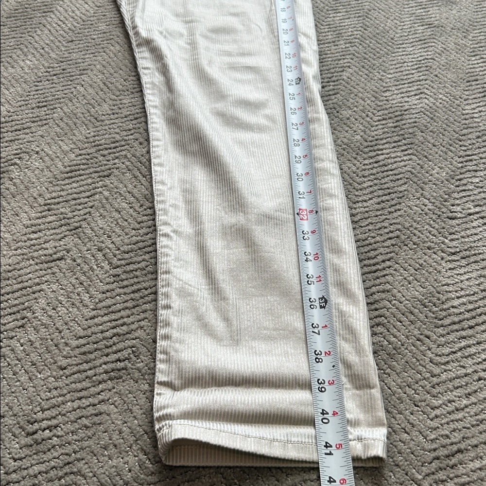 Alembika Striped Drawstring Tapered Pants Beige Size 3 Women Cotton Linen - Picture 13 of 14